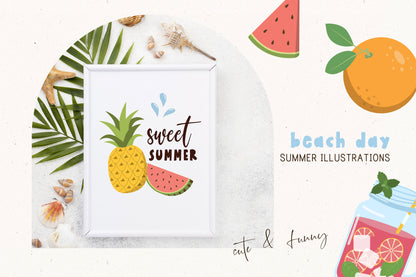 Summer Beach day Pool Party clipart PNG