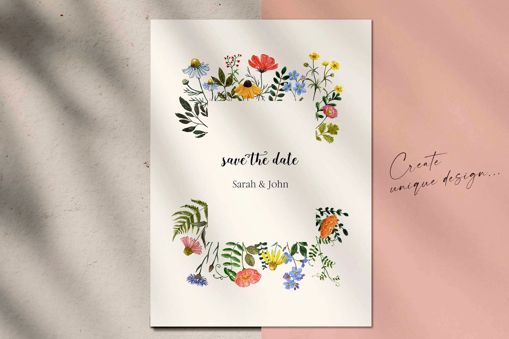 Watercolor Meadow Wildflower Frames and Borders clipart, watercolor wildflower clipart PNG, wildflower wedding invitation