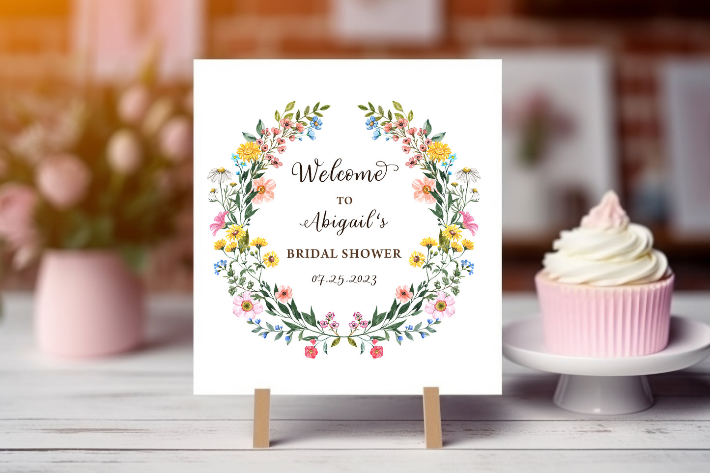 Watercolor Boho Wildflowers Frames and Wreaths clipart, watercolor wildflower clipart, wild flower frame, wildflower bridak shower welcome sign