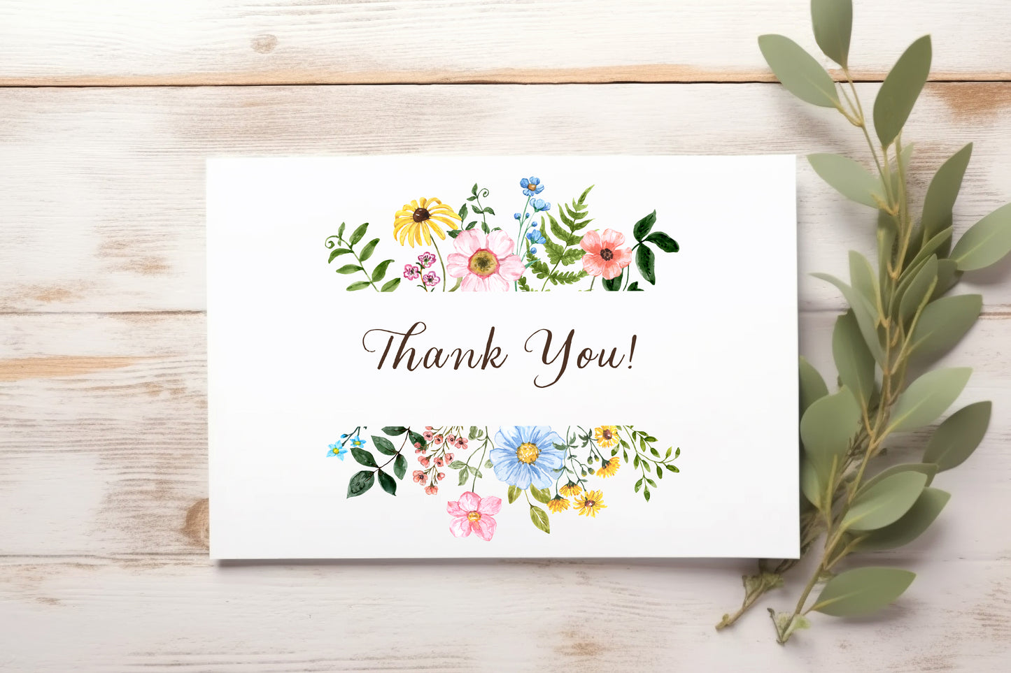 Watercolor Boho Wildflowers Frames and Wreaths clipart, watercolor wildflower clipart, wild flower frame, wildflower wedding thank you card