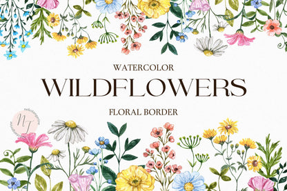 watercolor wildflower frame clipart