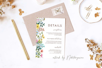 watercolor wildflower clipart, wildflower border clip art, wildflower wedding invitation