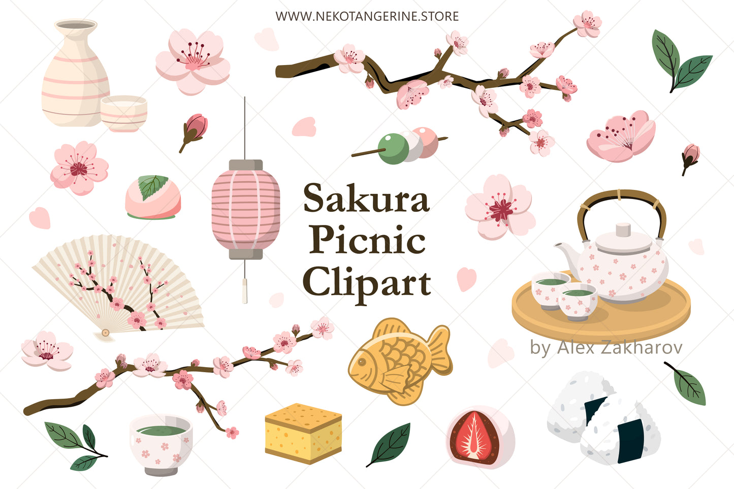 Spring Sakura Picnic Clipart